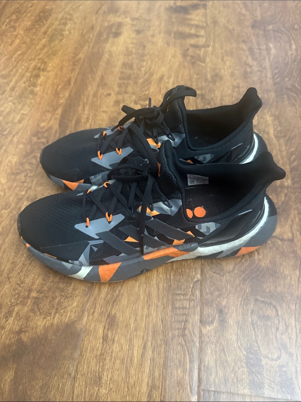 adidas Black Sneakers with Orange & Gray Graphic Midsole - Picture 3 of 12